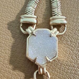 Kendra Scott Starla, Long Y necklace with iridescent druzy stone.